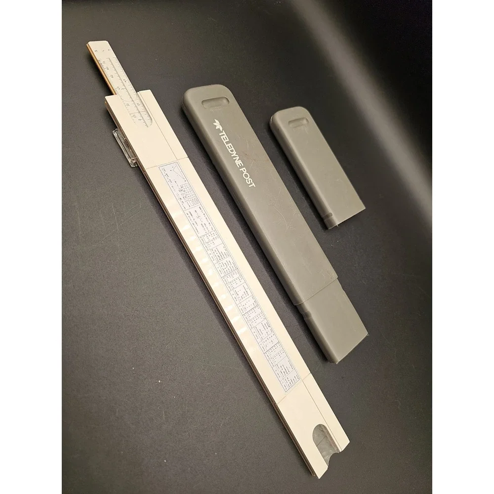 VINTAGE Teledyne Post 44BA 470 Engineering Slide Rule White Japan w Grey Case QQ
